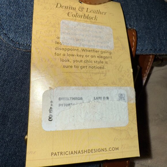 Patricia Nash Lari Denim & Leather Colorblock Crossbody Bag with Dust Bag - Picture 14 of 14